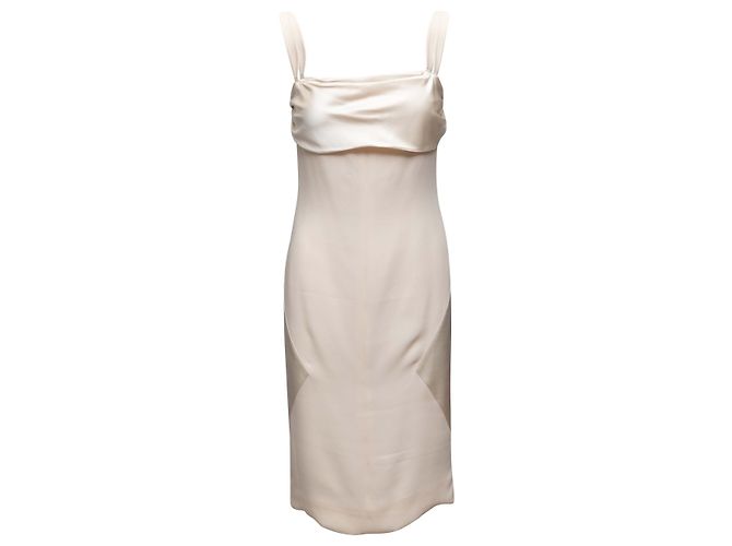 Valentino Garavani Vestido blanco Valentino de seda con capa trasera Talla US 4