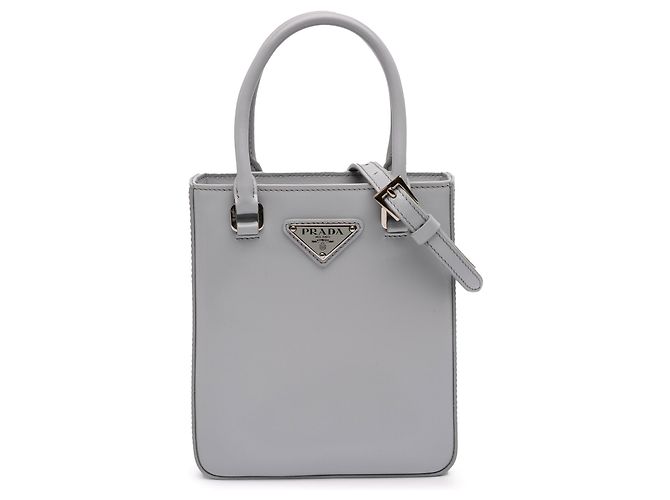 Borsa Tote e Borsa Satchel Prada Small Leather Brushed Grigia Grigio