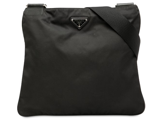 Borsa a tracolla con zip Prada Tessuto nero