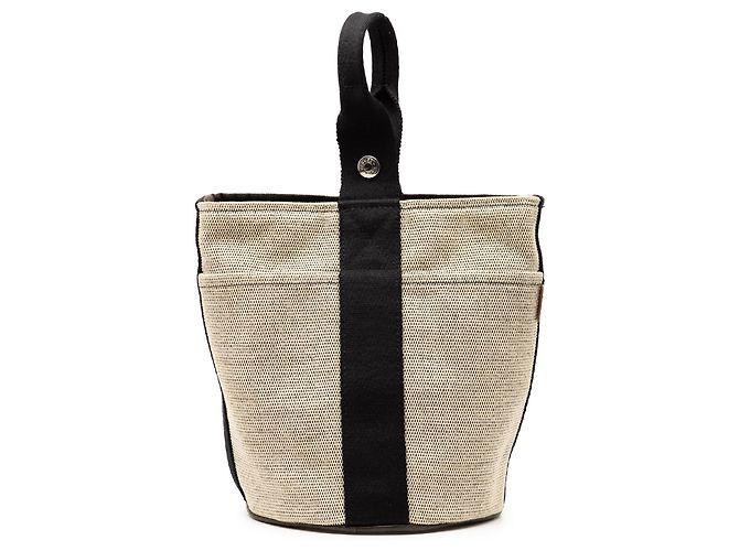 Borsa a secchiello Hermès Toile Saxo PM Beige