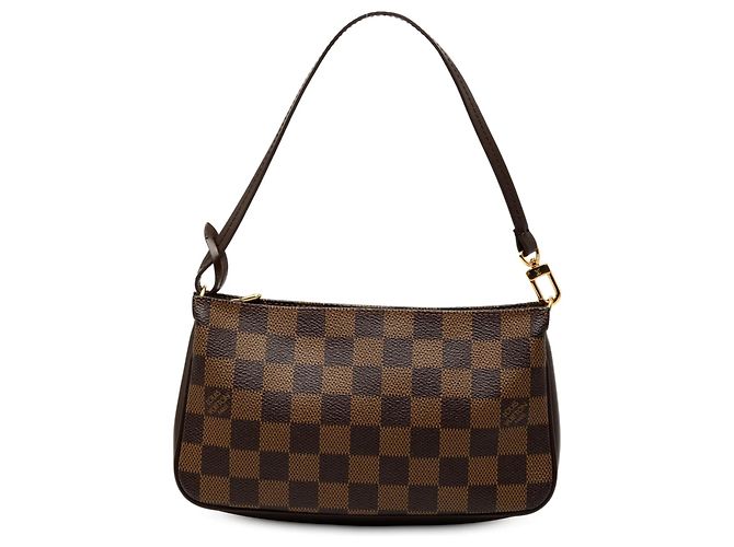Bolsa de ombro Louis Vuitton Damier Ebene Navona marrom