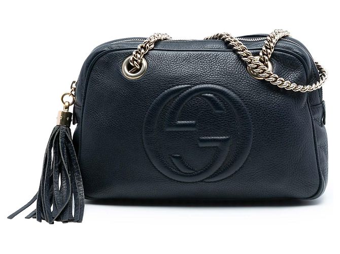 Borsa a tracolla Gucci Soho Chain Zip in pelle nera Nero