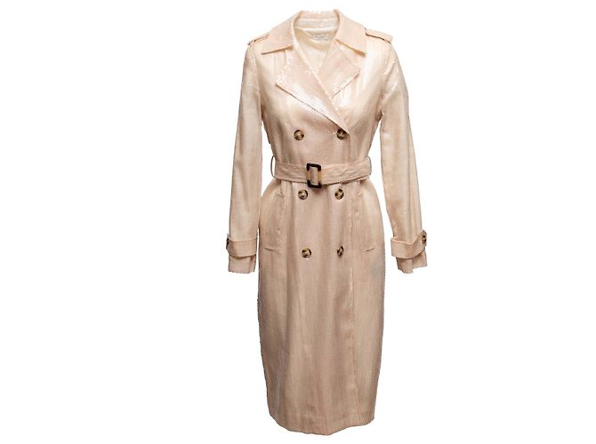 Tan Brunello Cucinelli Long Sequined Trench Coat Size US S Beige