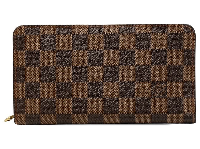 Brauner Louis Vuitton Damier Ebene Zippy Long Wallet