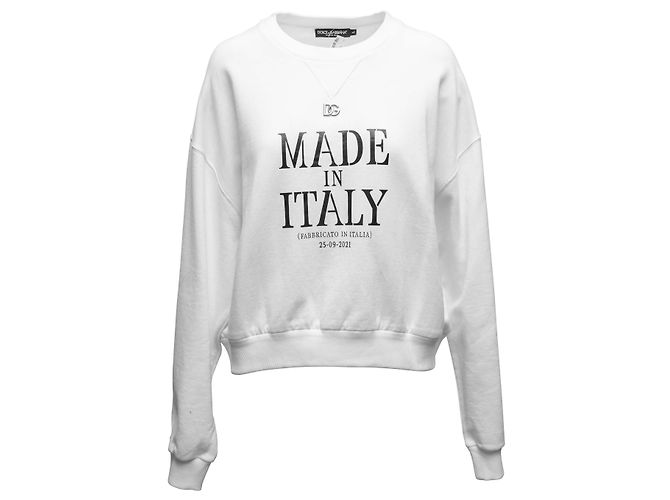 Dolce & Gabbana Grafik-Print Crewneck Sweatshirt Weiß & Schwarz Größe US L
