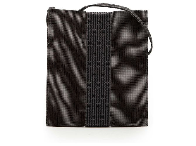 Hermès Herline Canvas Crossbody Pochette Tasche Grau