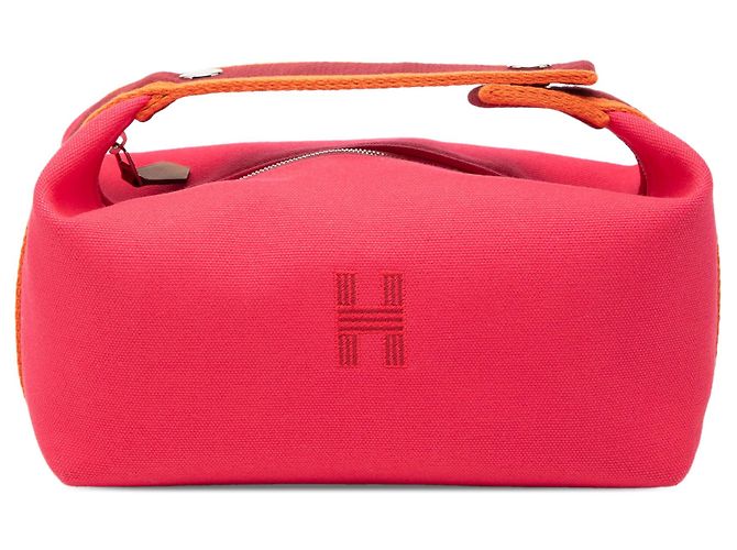 Piccola borsa vanity Hermès Small Toile Bride A Brac rosa