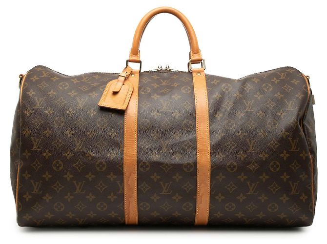 Borsa da viaggio marrone Louis Vuitton Monogram Keepall Bandouliere 55