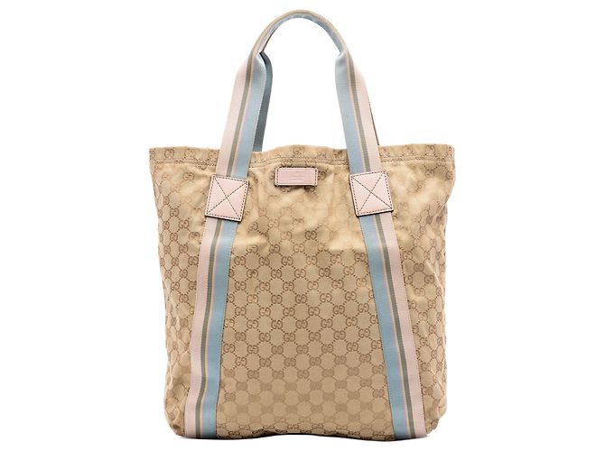 Gucci GG Canvas Web Tote beige