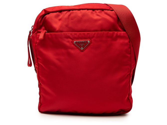Borsa a tracolla Prada Tessuto con zip rossa Rosso