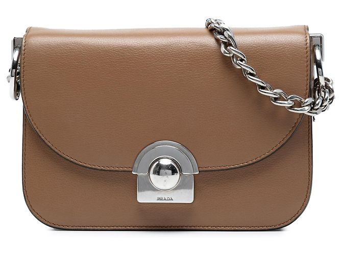Borsa a tracolla Arcade in pelle glacata Prada marrone