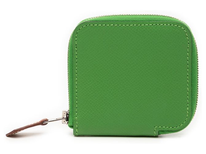 Portafoglio Hermès Azap in Epsom e seta verde