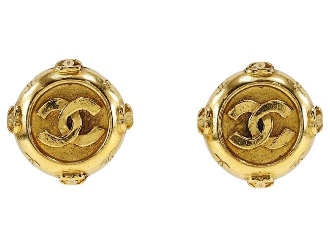 Orecchini a cerchio Chanel CC placcati oro D'oro