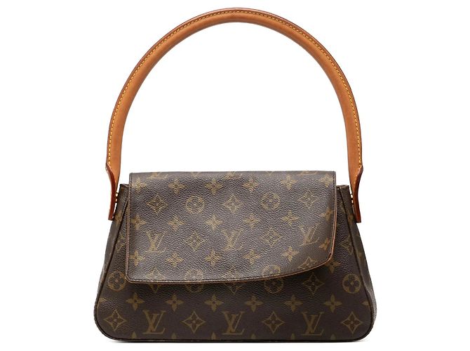 Bolsa de ombro Louis Vuitton Monogram Mini Looping marrom