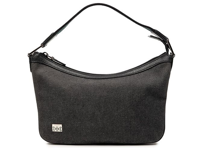 Borsa a tracolla Gucci in denim nero con banda Web