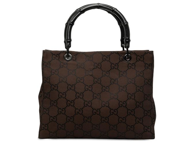 Bamboo Borsa a tracolla Gucci GG Nylon e Bambù marrone