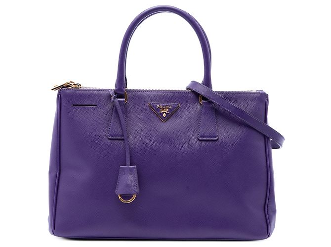Bolsa Prada Medium Saffiano Lux Galleria Double Zip Roxa Roxo