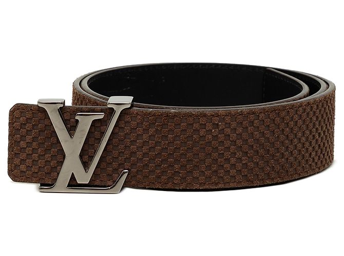 Reversibler Louis Vuitton Mini Damier Suede Initiales Gürtel braun