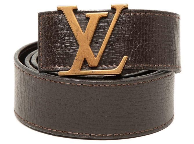Cinto reversível Louis Vuitton Initiales em couro de bezerro marrom