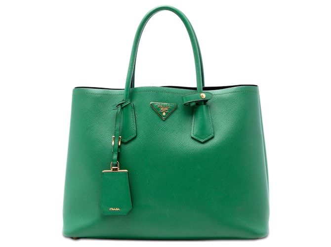 Bolso Double Saffiano Cuir Medium Verde Prada