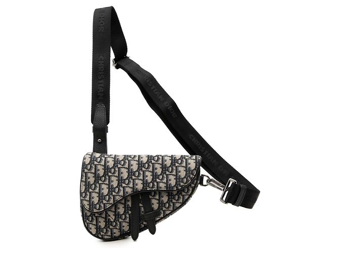 Bolso de cintura Dior Mini Oblique Canvas Saddle azul