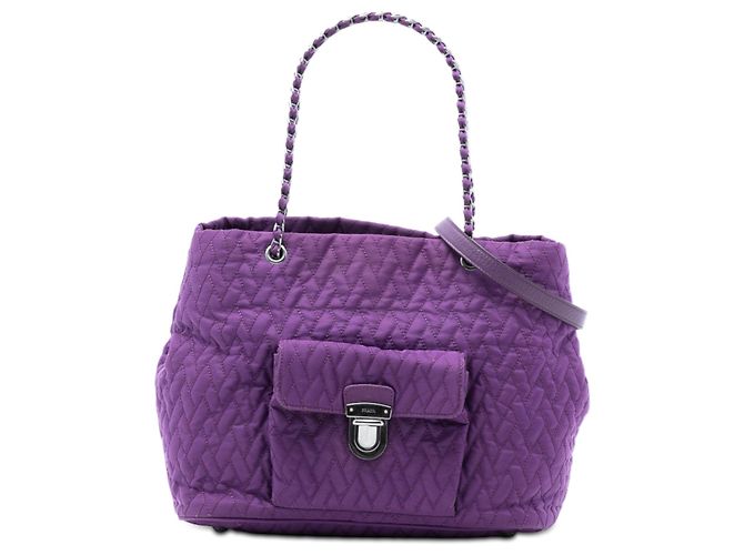 Bolsa Tote de Corrente Prada Impuntu Tessuto roxa Roxo