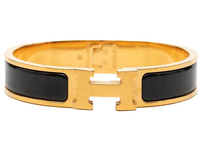 Hermès Clic H Armband schmal Email Schwarz PM