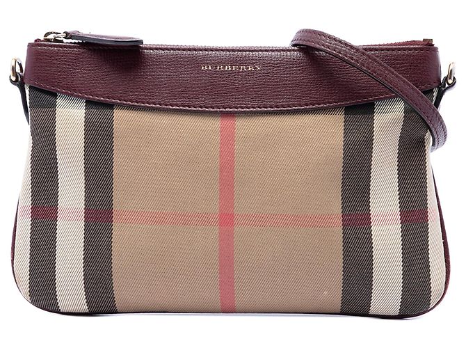 Bolsa transversal Peyton em lona House Check marrom Burberry