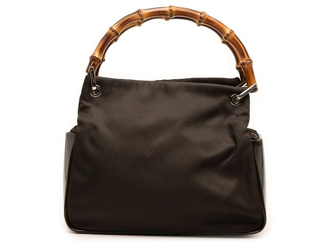 Bamboo Bolsa de mão Gucci em nylon e bambu marrom
