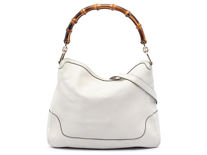 Borsa Diana in pelle di vitello e bambù bianco Gucci