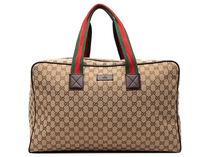 Borsa da viaggio Gucci GG Canvas Web beige