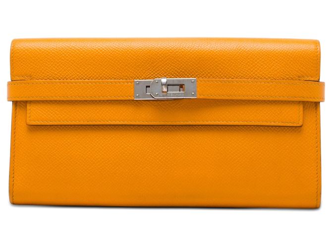 Cartera larga Kelly en Epsom naranja Hermès Carteras largas