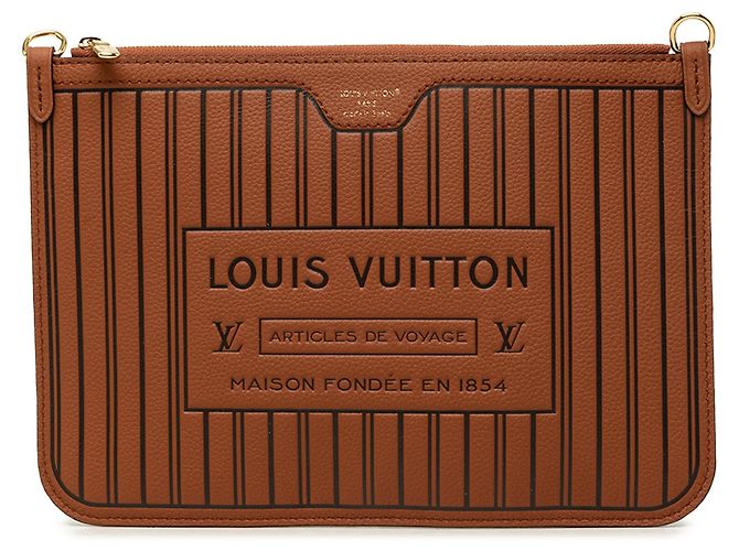 Pochette Louis Vuitton Neverfull Inside Out MM in pelle di vitello marrone