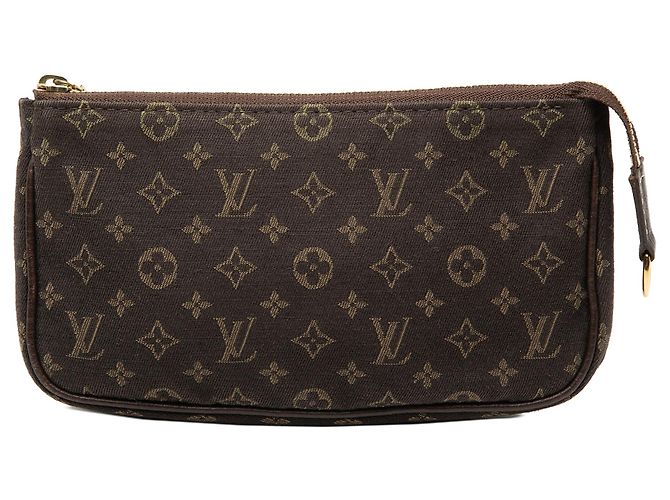 Pochette Louis Vuitton Monogram Mini Lin Bucket PM marrone