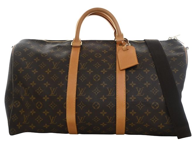 Borsa da viaggio marrone Louis Vuitton Monogram Keepall Bandouliere 50
