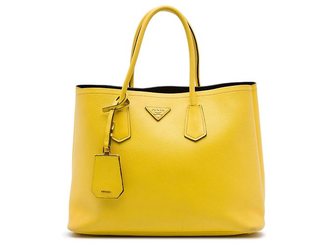 Borsa Double Saffiano Medium gialla Prada Giallo