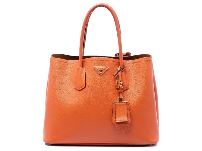 Bolsa Prada Medium Saffiano Cuir Double Handle Laranja