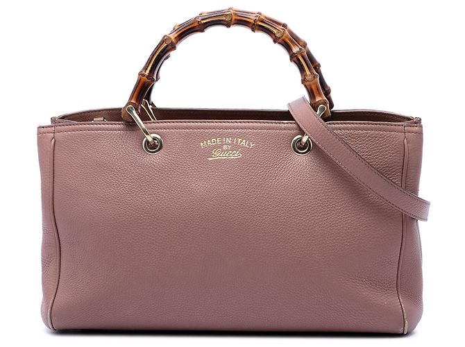 Borsa shopper Gucci Medium in pelle di vitello Bamboo rosa