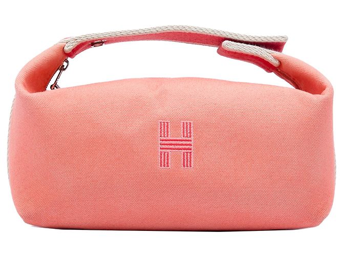 Piccola borsa vanity Hermès Small Toile Bride A Brac rosa