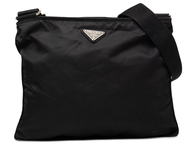 Borsa a tracolla Prada Tessuto nera con zip Nero