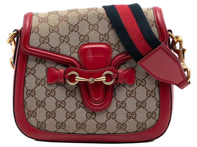 Borsa a tracolla Gucci Medium GG Canvas Lady Web marrone