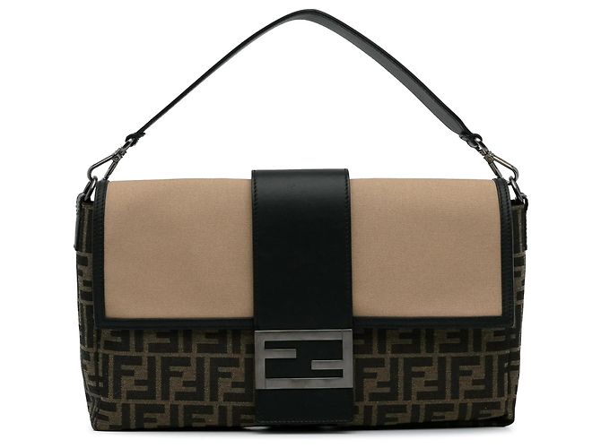 Bolsa de ombro conversível Fendi Large Zucca Canvas Marrom