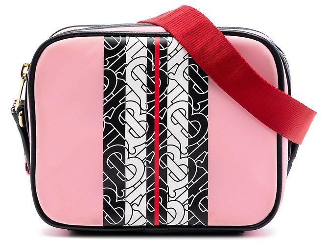 Borsa a tracolla per bambini Burberry TB Monogram Nylon Stripe rosa