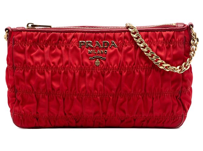 Borsa a tracolla Prada Tessuto Gaufre rossa Rosso