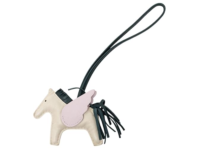 Pingente de bolsa Hermès Milo em pele de cordeiro e Swift Grigri Rodeo Pegase PM Chaveiro Rosa 