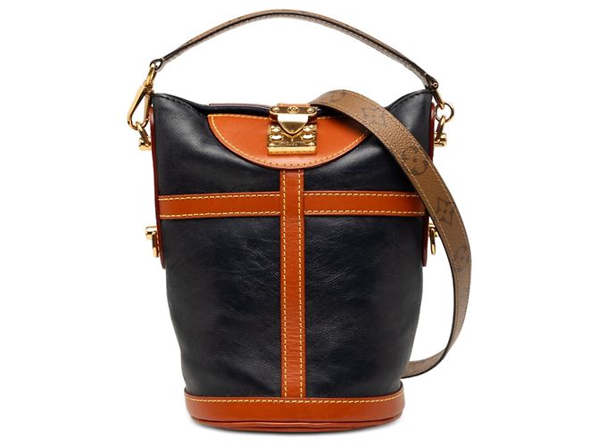 Bucket Louis Vuitton Duffle Bag aus blauem Kalbsleder und Monogram Reverse