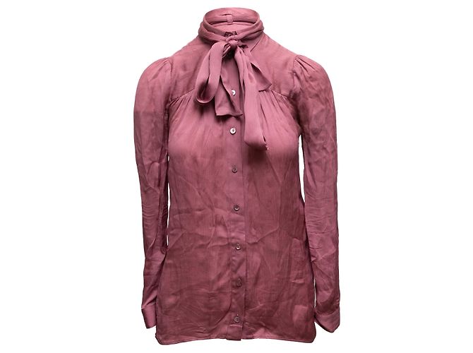 Camicia in seta con fiocco Pussy Bow rosa Gucci Taglia IT 36