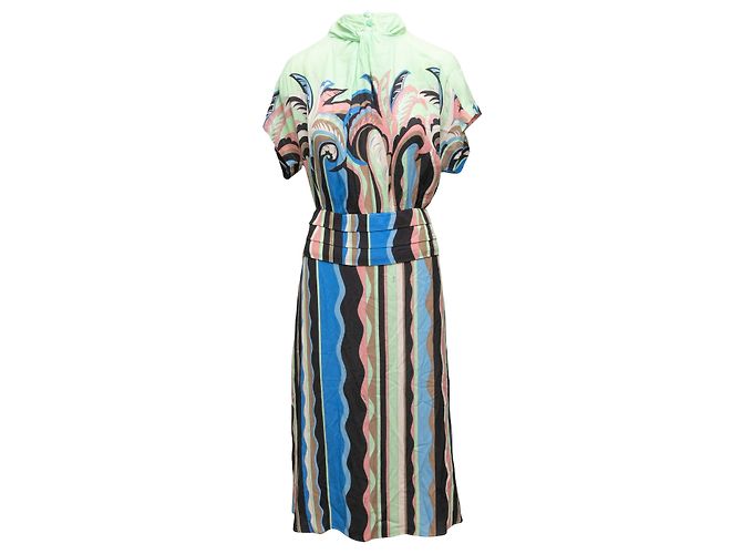 Emilio Pucci Kleid mit abstraktem Print in Grün & Multicolor Größe IT 40