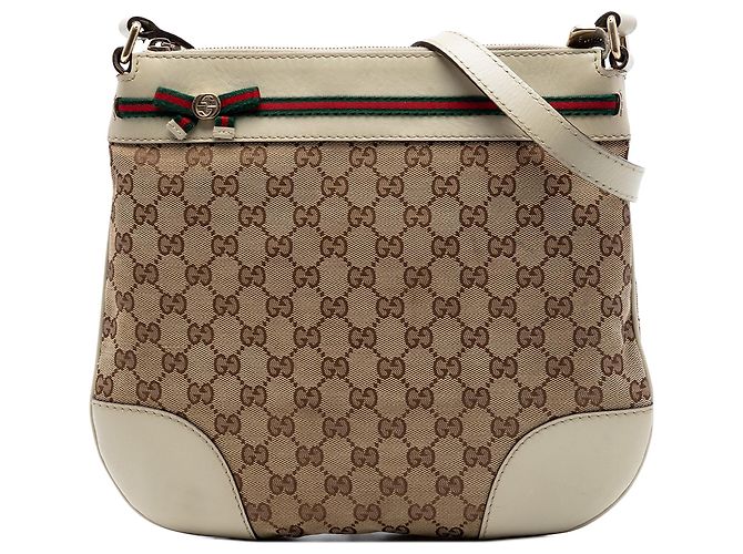 Borsa a tracolla Gucci GG Canvas Web Mayfair Beige