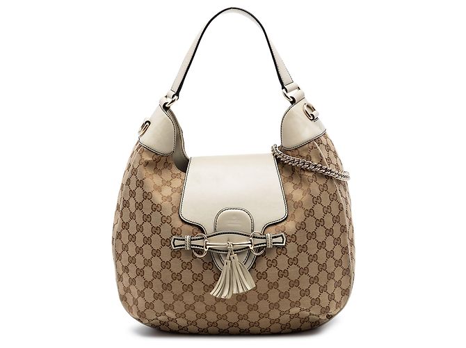 Borsa a tracolla Emily Medium GG Canvas Gucci Beige